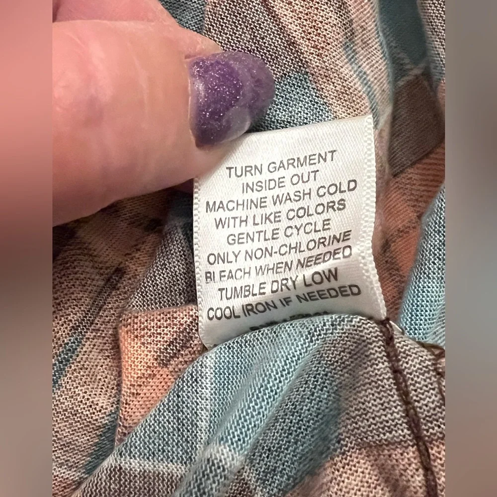 Always Indigo L.A. NWT women’s top blouse Size M Orange and turquoise checkered - Picture 9 of 12